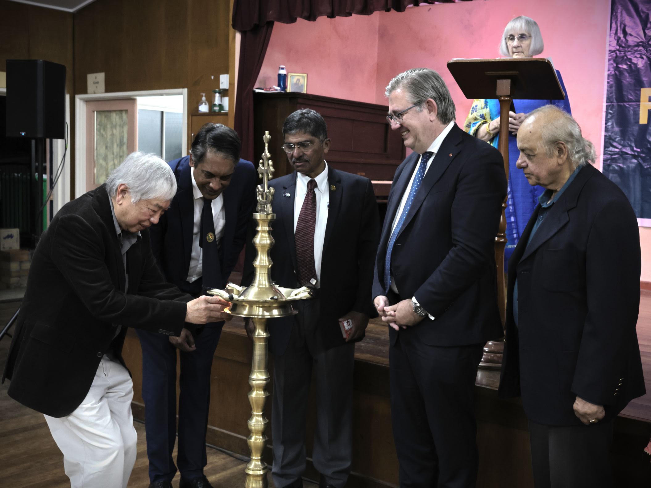 Lighting of the ceremonial lamp at the Friends of Ludhiana Australia meeting